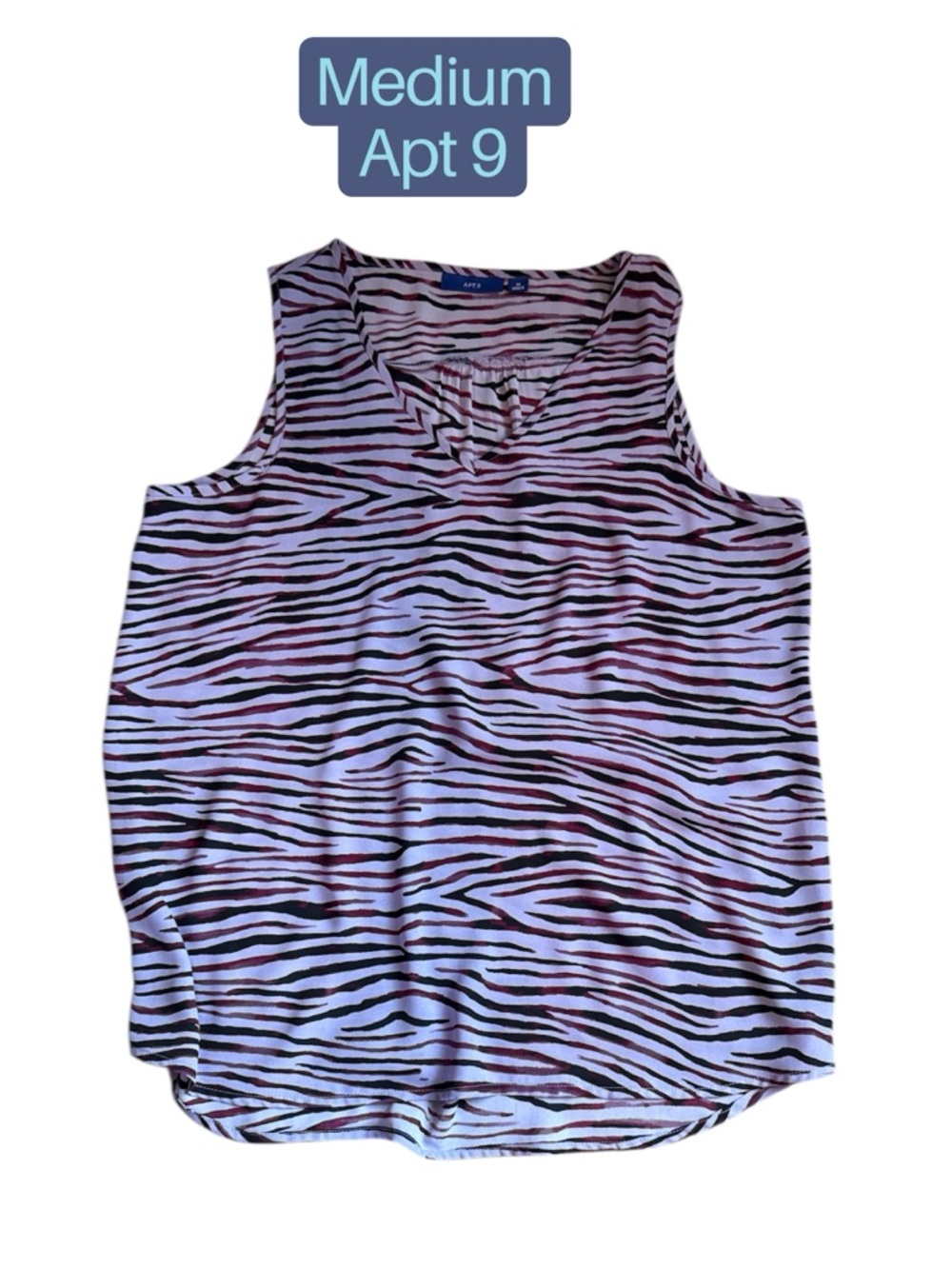 Apt. 9 Women's Light Pink and Black Zebra Print Sleeveless Tank